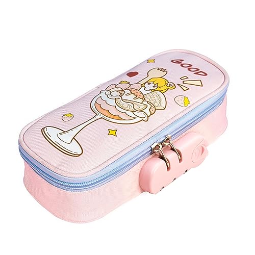 HASTHIP Large Capacity Pencil Case with Combination Lock, Big Capacity Pencil Pouch for Boys Girls, Waterproof Pencil Box with Pen Insert Compartment for School (Pink) HASTHIP Large Capacity Pencil Case with Combination Lock, Big Capacity Pencil Pouch for Boys Girls, Waterproof Pencil Box with Pen Insert Compartment for School (Pink)